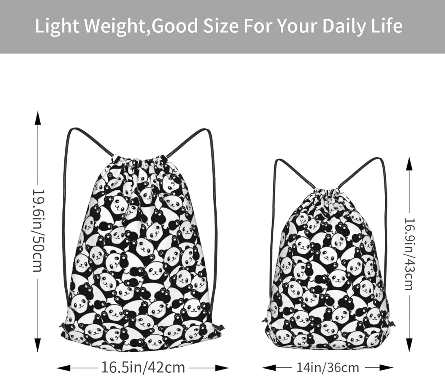 Gocerktr Cute Panda Waterproof Drawstring Backpack for Women Men string bag Lightweight Gym Sackpack Beach Hiking Yoga Travel