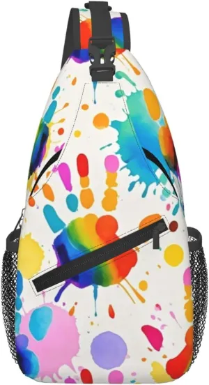 Gold Handprint Starry Sky Crossbody Bags Cross Chest Bag Adjustable Sling Backpack for Women Men