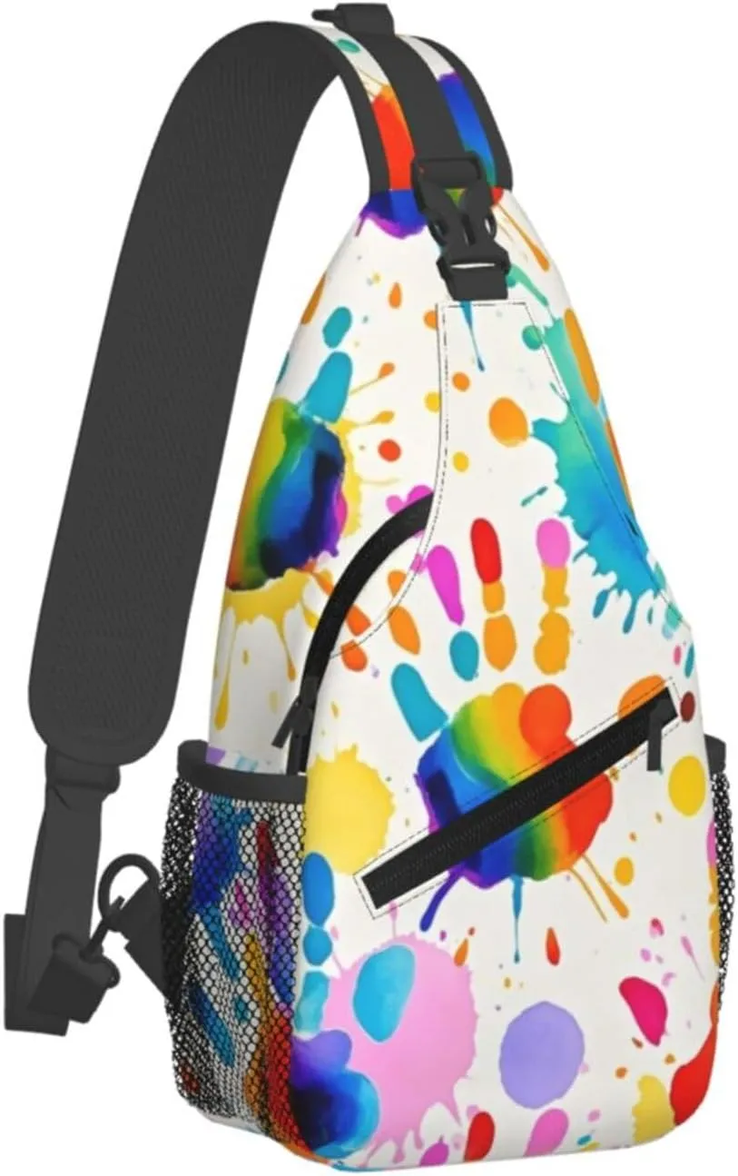 Gold Handprint Starry Sky Crossbody Bags Cross Chest Bag Adjustable Sling Backpack for Women Men