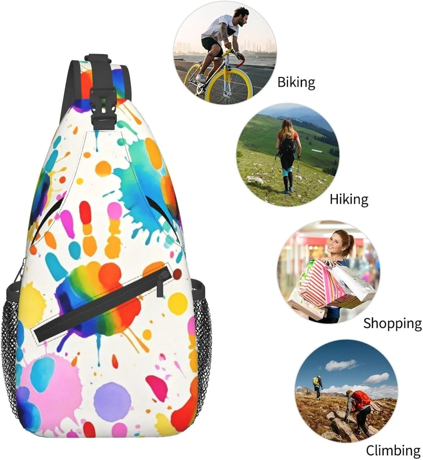Gold Handprint Starry Sky Crossbody Bags Cross Chest Bag Adjustable Sling Backpack for Women Men