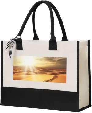 Golden Desert Bright Sunshine printed Canvas Gift Shopping Bag Fashion Handbag Shoulder Shopping Bag