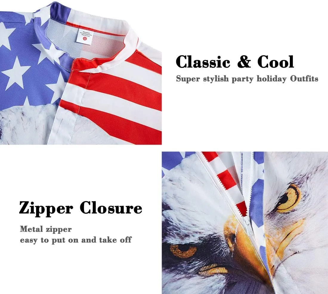 Goodstoworld Male Hawaiian Romper Fashion Zipper Slim Fit Jumpsuit with Pocket S-XXL