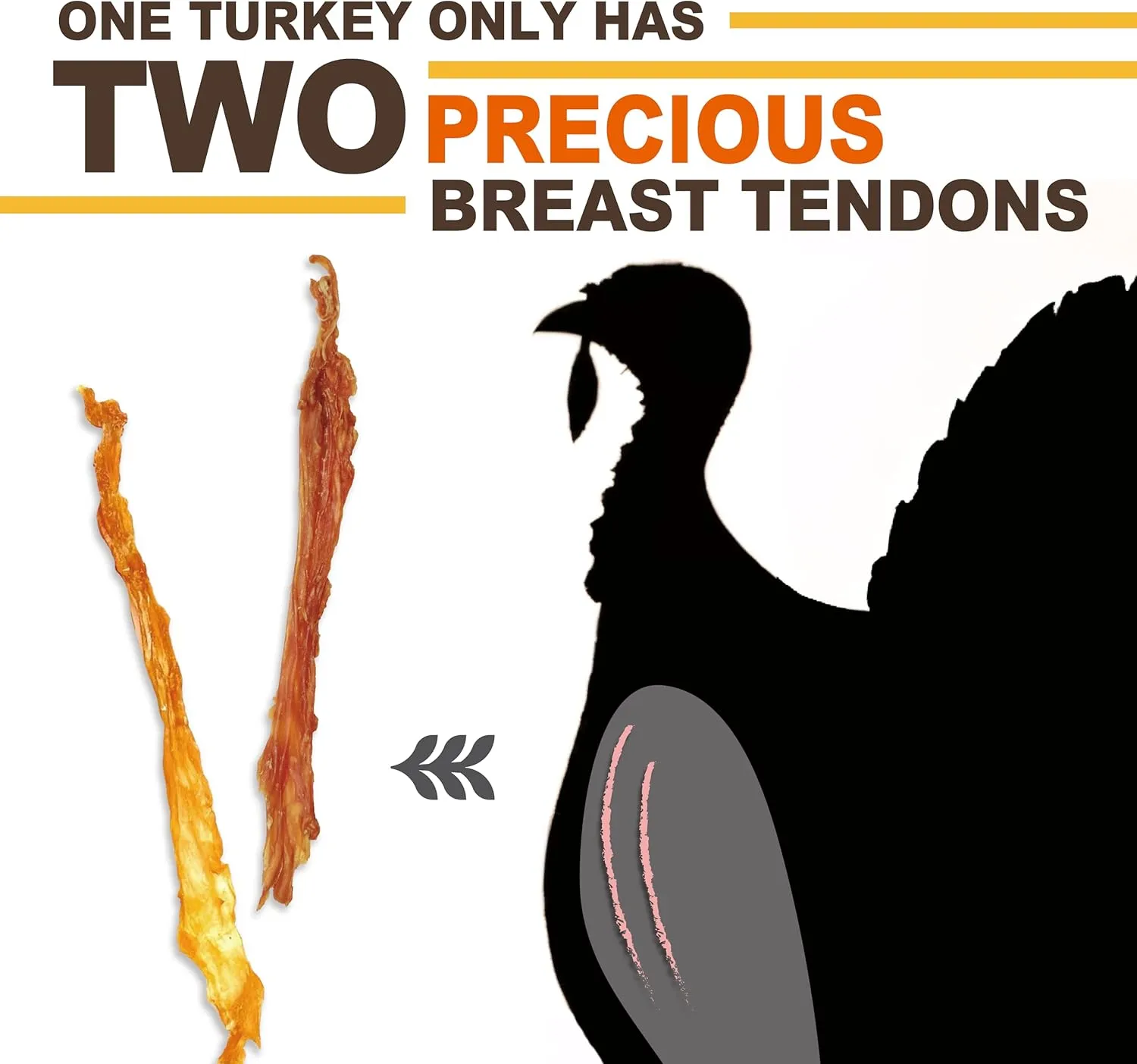 Gootoe Turkey Tendon Dog Treats, Turkey Tendon Bone (M) 3.17 oz, 100% USA-Sourced, Natural Snack, Premium Training Chews, Hypoallergenic, Reseal Value Bags, Sizes for Small Medium & Large Dogs
