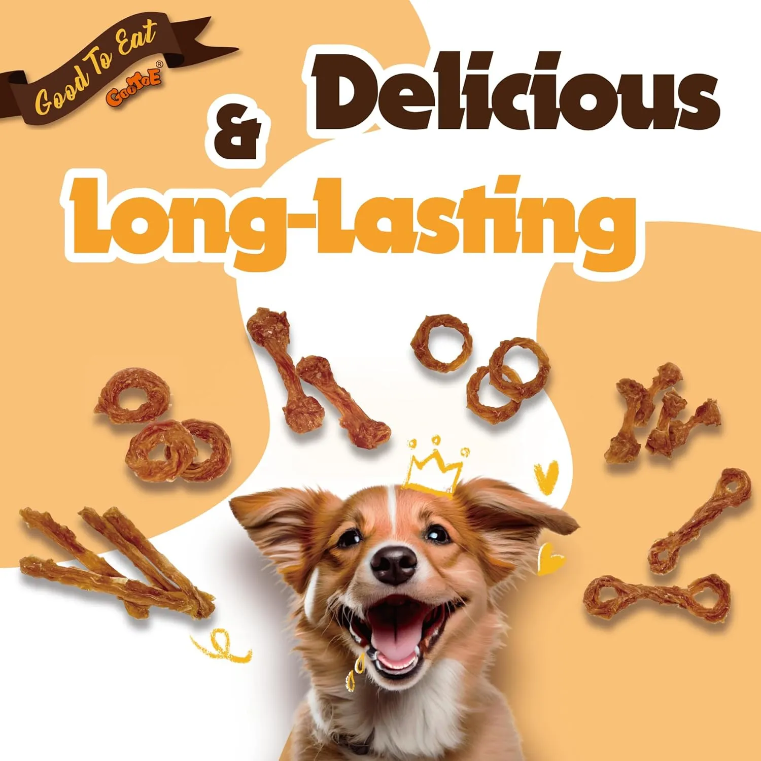 Gootoe Turkey Tendon Dog Treats, Turkey Tendon Bone (M) 3.17 oz, 100% USA-Sourced, Natural Snack, Premium Training Chews, Hypoallergenic, Reseal Value Bags, Sizes for Small Medium & Large Dogs