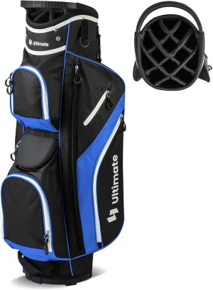 Goplus Golf Cart Bag with 14-Way Top Dividers, 9 Zippered Pockets, Cooler Bag, Rain Hood, Shoulder Strap, Carry Handle, Lightweight Golf Club Bags for Men Women