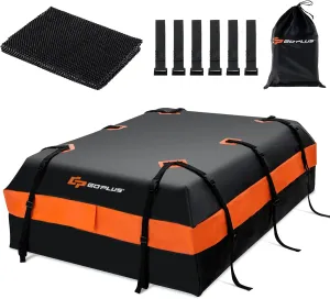 Goplus Rooftop Cargo Carrier, 21 Cubic Feet 100% Waterproof Soft Car Roof Bag for All Vehicles with/Without Rack, Includes Anti-Slip Mat, 10 Reinforced Straps, 6 Door Hooks, Storage Bag