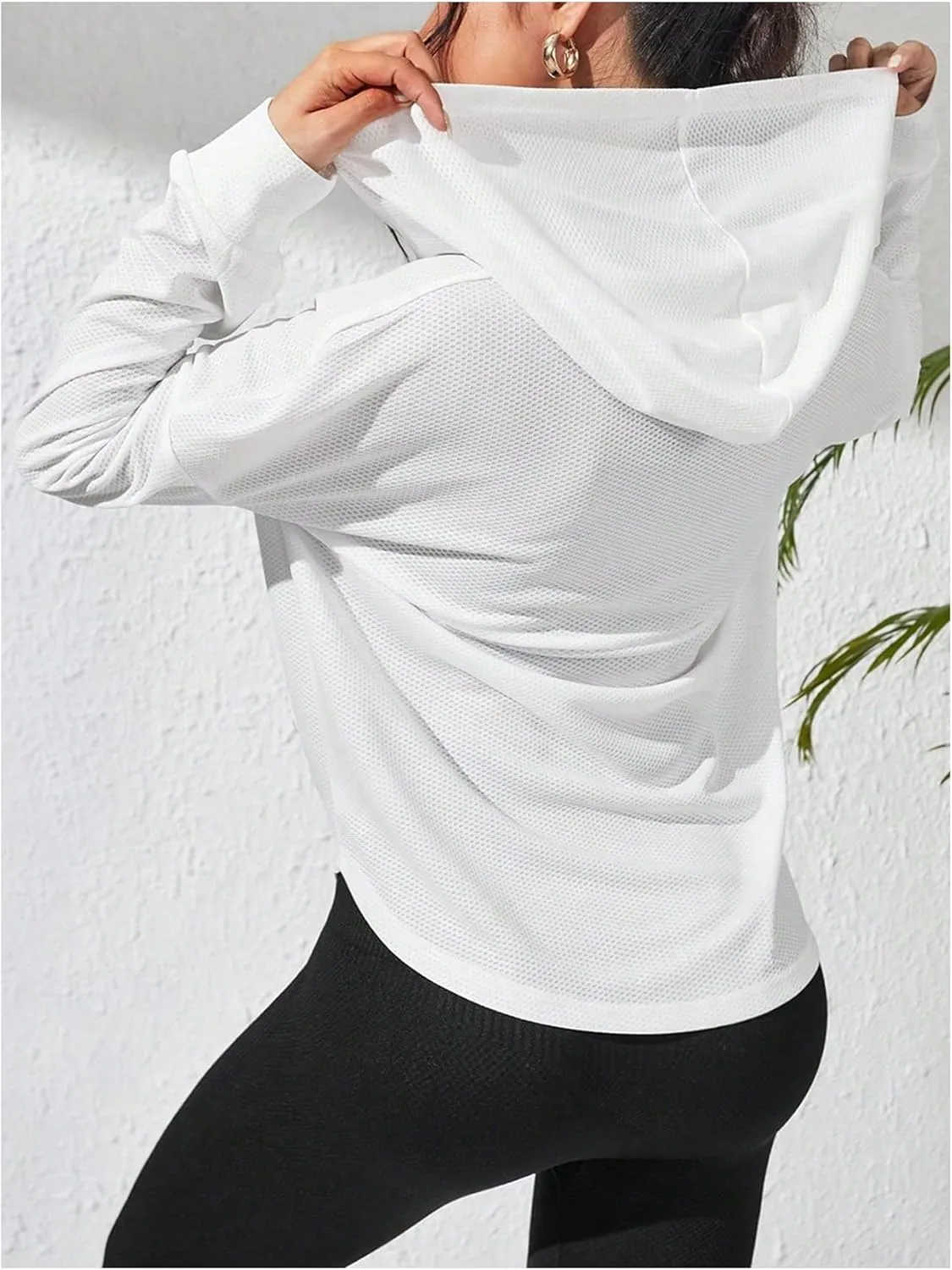 GORGLITTER Women's Zip Up Athletic Hoodies Fishnet Gym Jacket Mesh Lightweight Workout Track Jackets