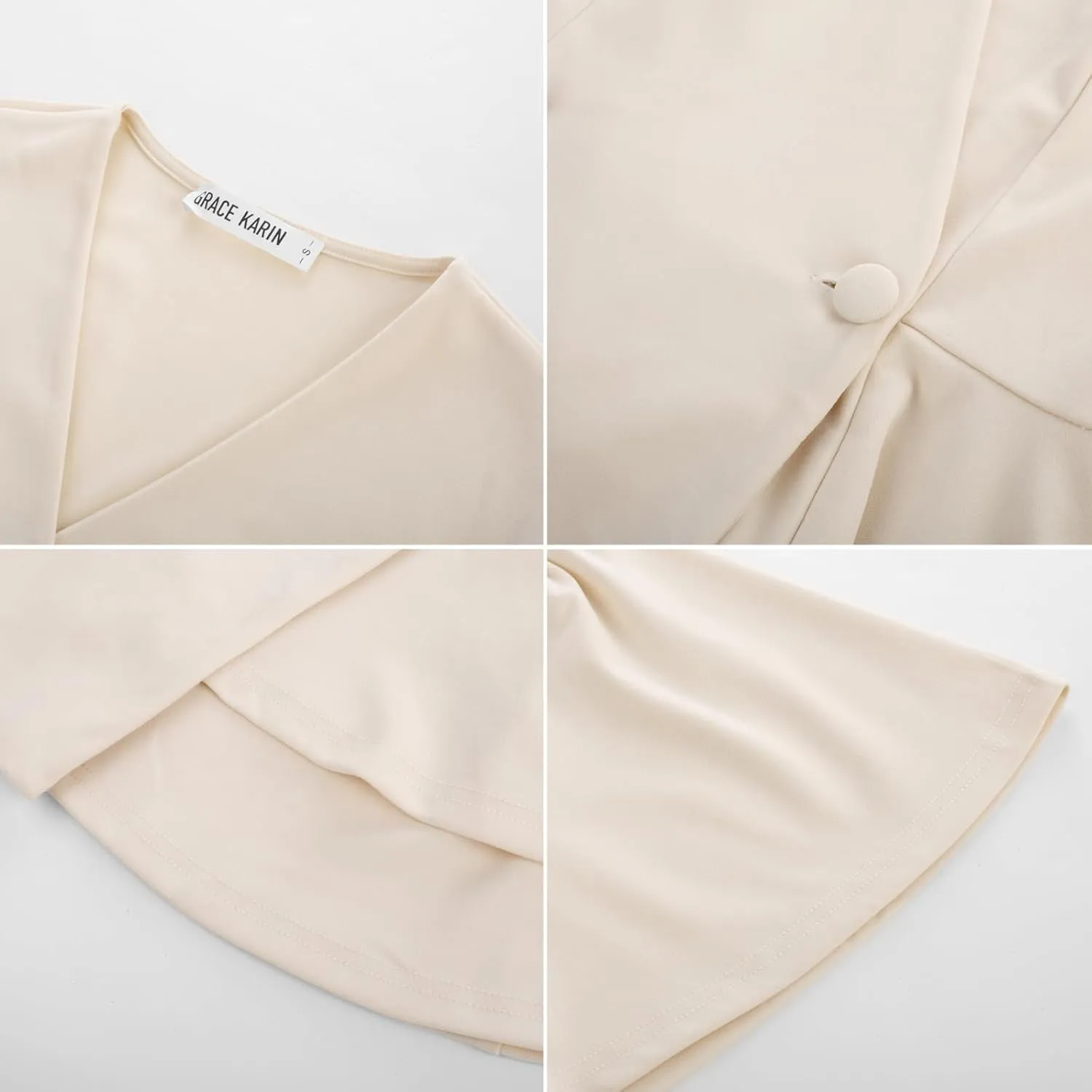 GRACE KARIN 2025 Women's Business Casual Outfits Peplum Tops Dressy Summer Short Sleeve V Neck Wrap Work Blouse Shirts