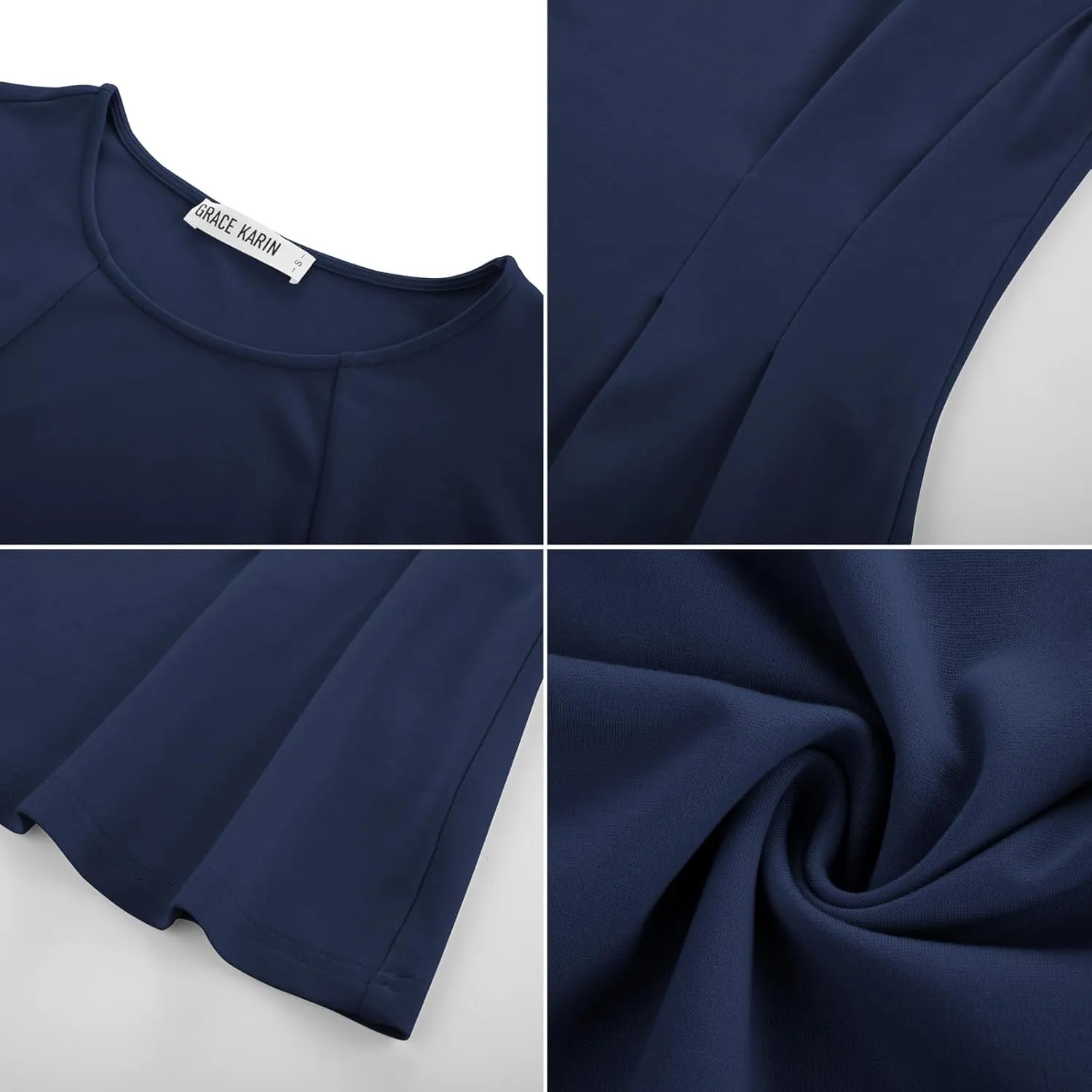GRACE KARIN Women's Cap Sleeve Peplum Tops Crew Neck Elegant Dressy Casual Blouses Sleveeless Business Work Shirts