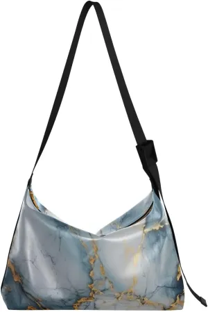 Gray Marble Crossbody Bag for Women Men with Adjustable Strap PU Leather Shoulder Hobo Purse Bag 20849365