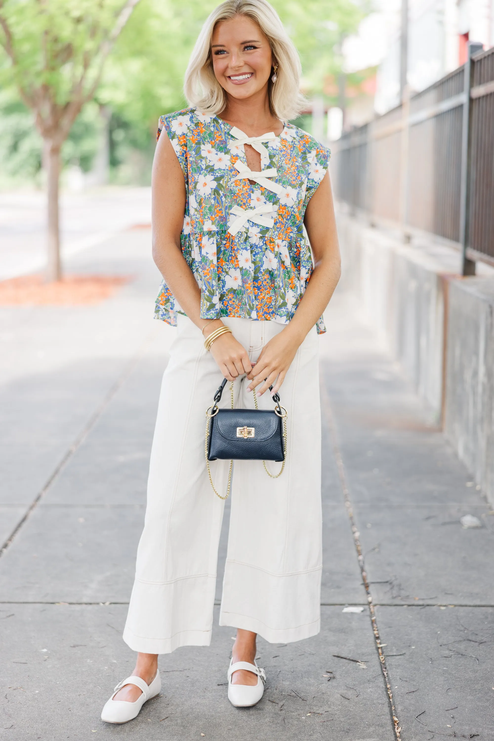 Great Days Ahead Blue Bow Blouse