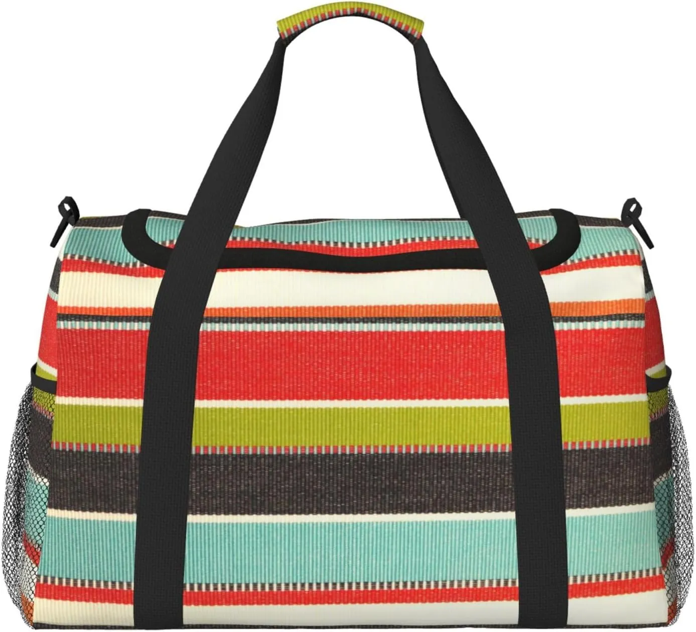 Green Thin Line Square Travel Duffel Bag Large Foldable Waterproof Overnight Bag For Beach Swim Bags Pool Sports Gym