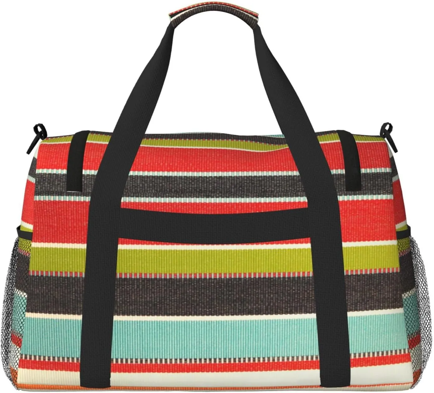 Green Thin Line Square Travel Duffel Bag Large Foldable Waterproof Overnight Bag For Beach Swim Bags Pool Sports Gym