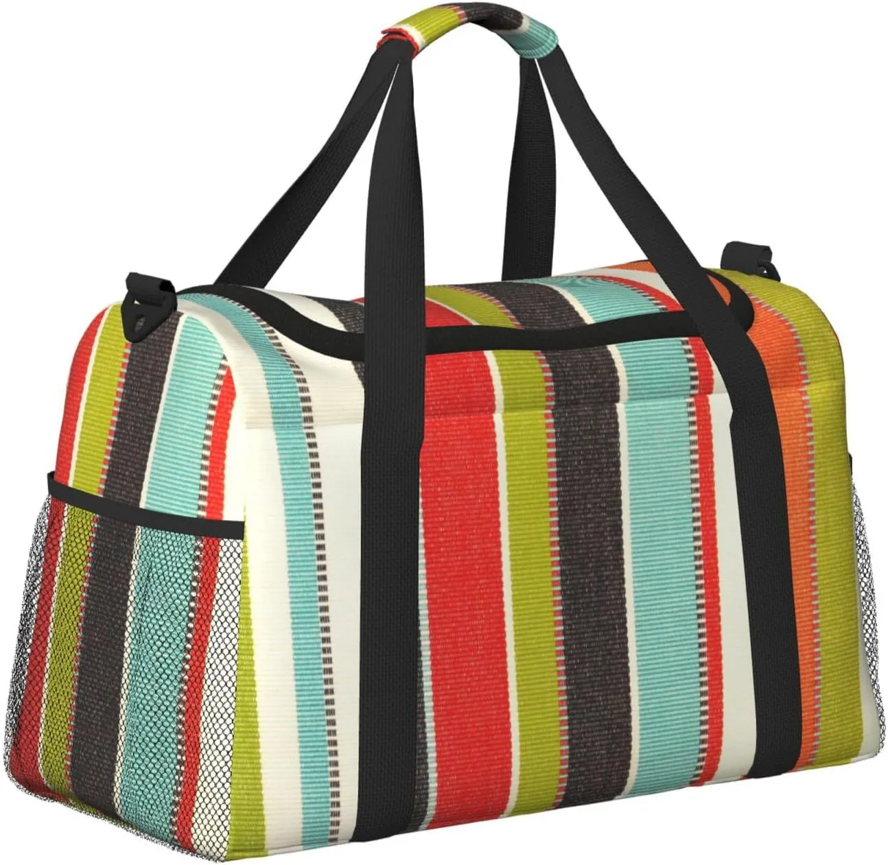 Green Thin Line Square Travel Duffel Bag Large Foldable Waterproof Overnight Bag For Beach Swim Bags Pool Sports Gym