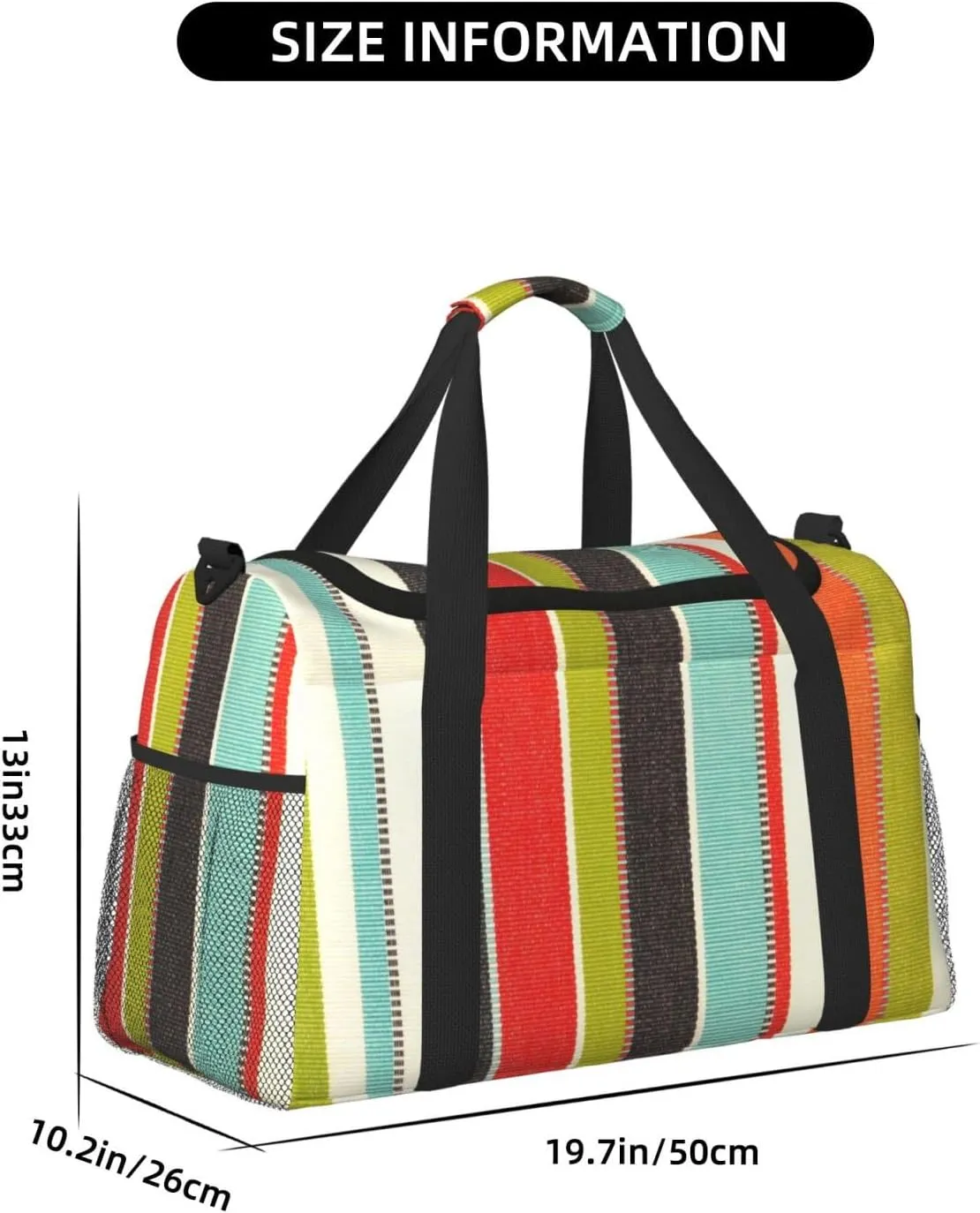 Green Thin Line Square Travel Duffel Bag Large Foldable Waterproof Overnight Bag For Beach Swim Bags Pool Sports Gym