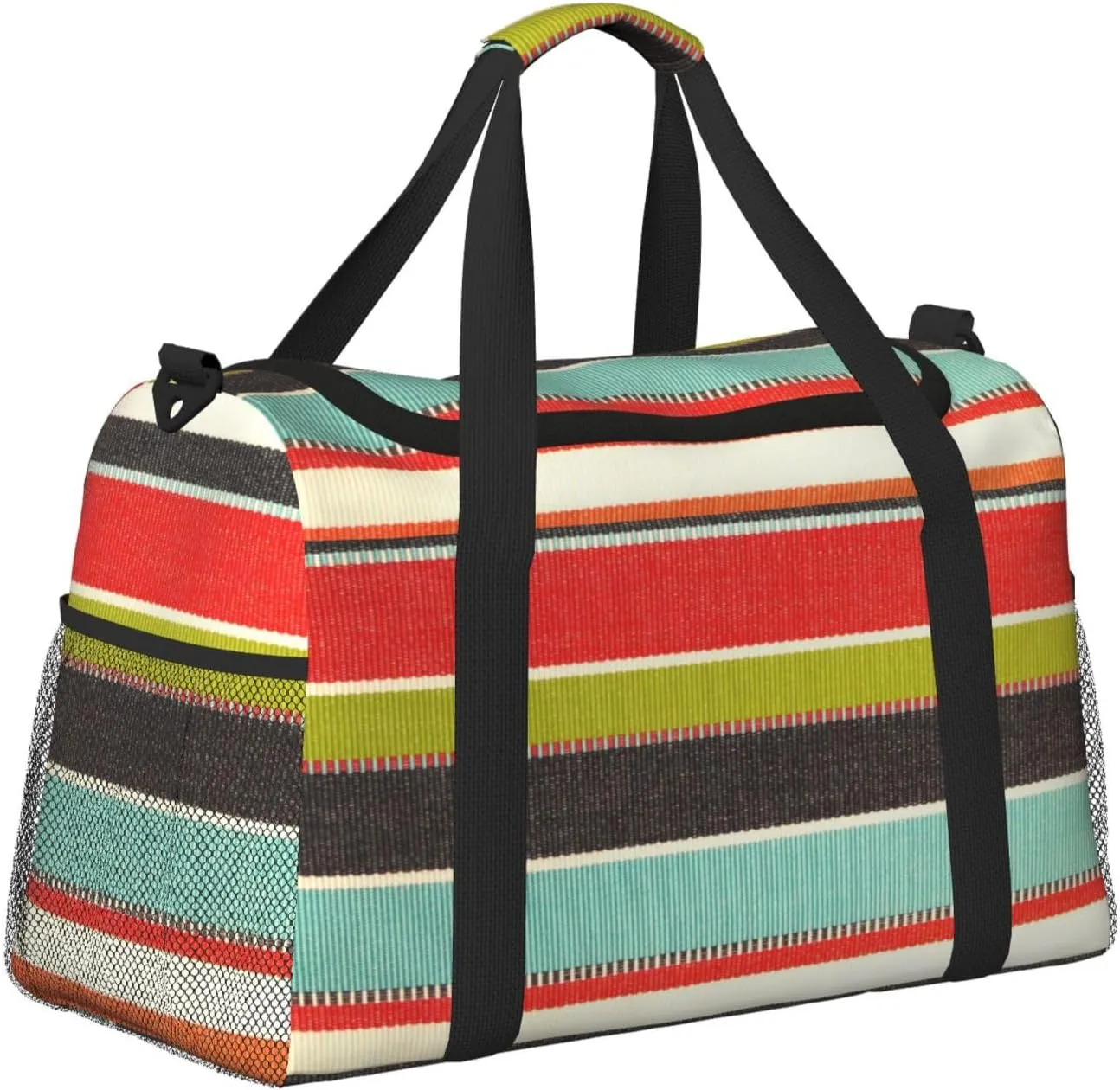 Green Thin Line Square Travel Duffel Bag Large Foldable Waterproof Overnight Bag For Beach Swim Bags Pool Sports Gym