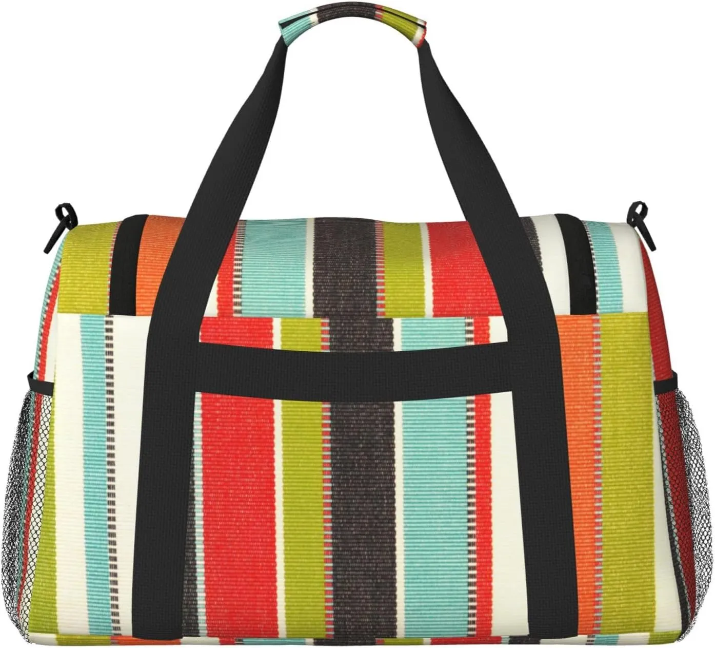 Green Thin Line Square Travel Duffel Bag Large Foldable Waterproof Overnight Bag For Beach Swim Bags Pool Sports Gym
