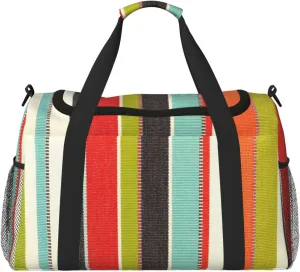 Green Thin Line Square Travel Duffel Bag Large Foldable Waterproof Overnight Bag For Beach Swim Bags Pool Sports Gym