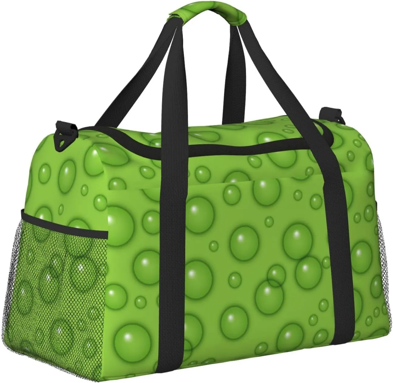 Green Water Drop Travel Duffel Bag Large Foldable Waterproof Overnight Bag For Beach Swim Bags Pool Sports Gym
