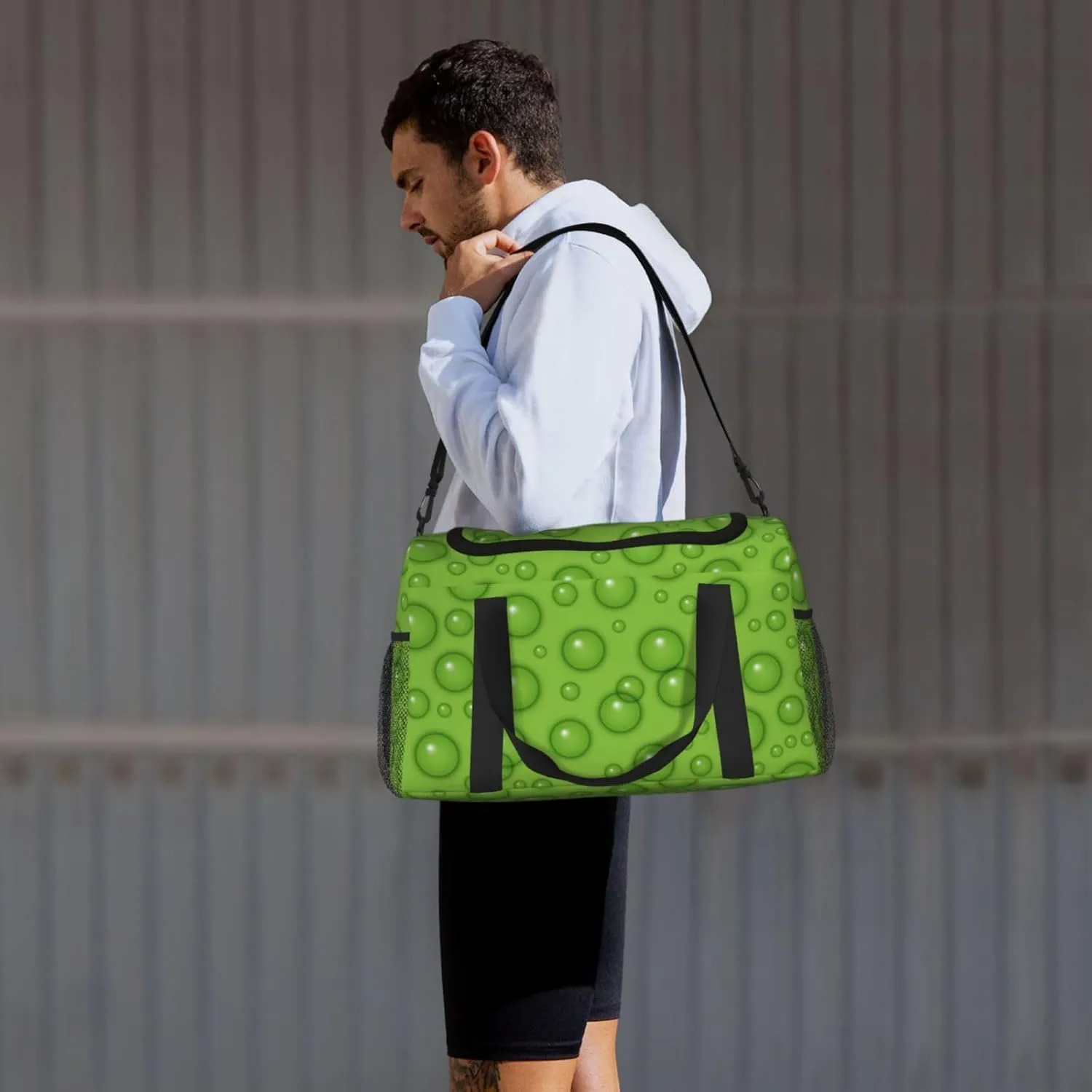 Green Water Drop Travel Duffel Bag Large Foldable Waterproof Overnight Bag For Beach Swim Bags Pool Sports Gym