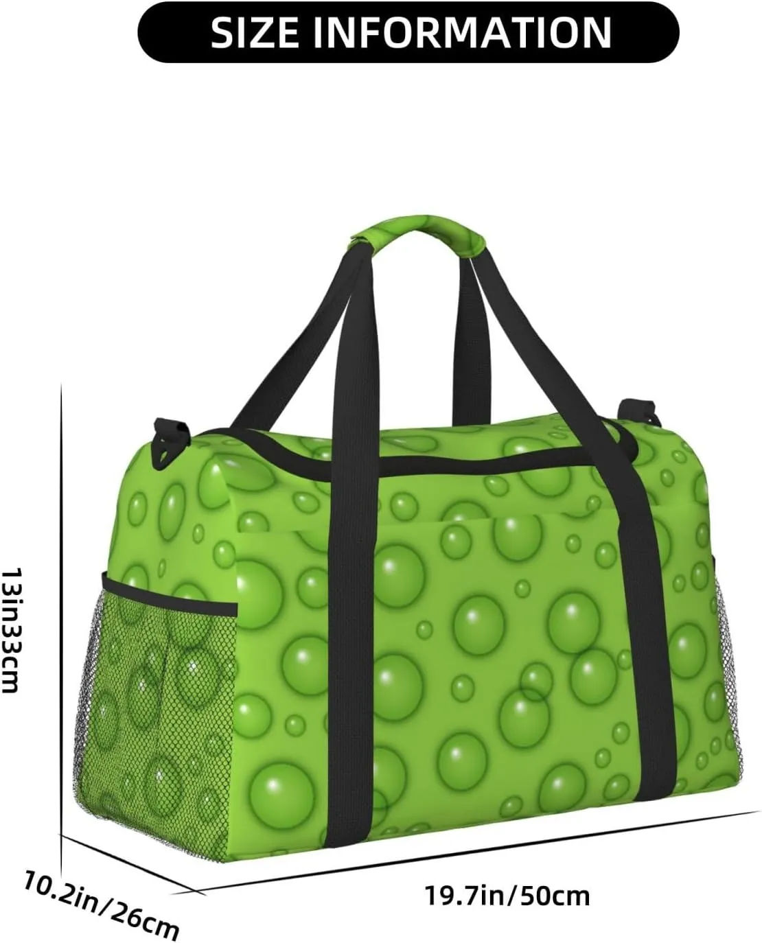 Green Water Drop Travel Duffel Bag Large Foldable Waterproof Overnight Bag For Beach Swim Bags Pool Sports Gym