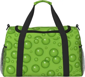 Green Water Drop Travel Duffel Bag Large Foldable Waterproof Overnight Bag For Beach Swim Bags Pool Sports Gym