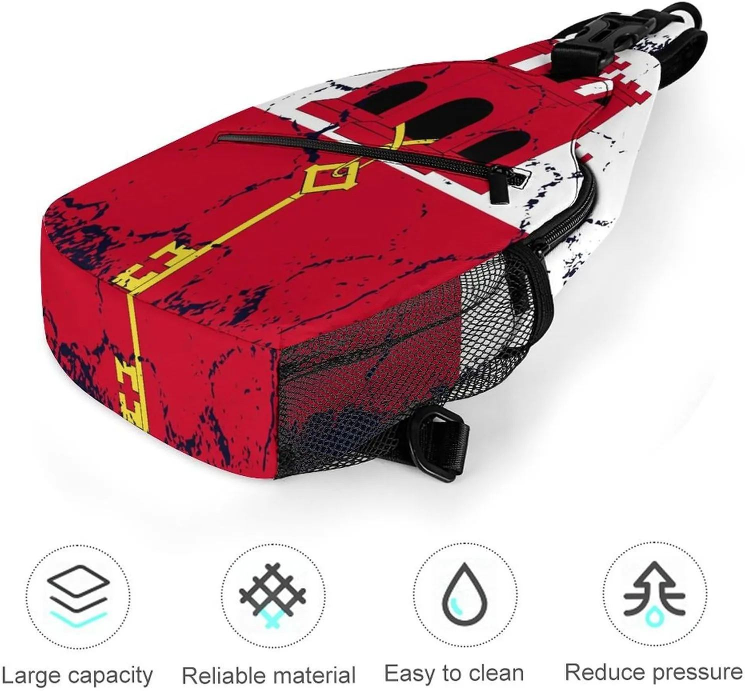 Greenland Flag Grunge Design Sling Bag Crossbody Chest Bag Shoulder Bag For Travel Hiking Cycling Camping