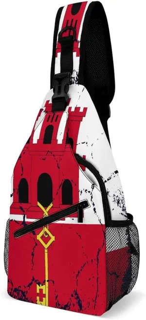 Greenland Flag Grunge Design Sling Bag Crossbody Chest Bag Shoulder Bag For Travel Hiking Cycling Camping