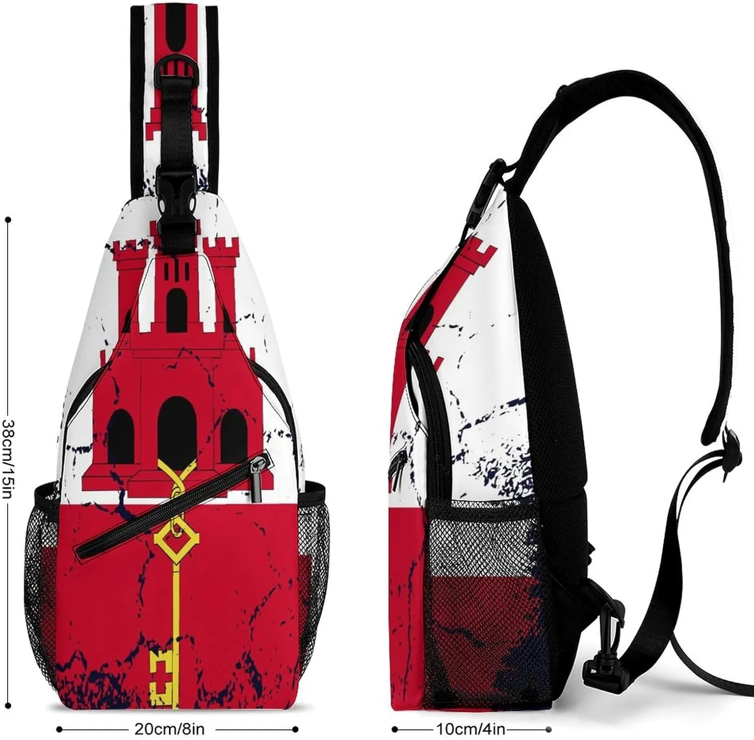 Greenland Flag Grunge Design Sling Bag Crossbody Chest Bag Shoulder Bag For Travel Hiking Cycling Camping