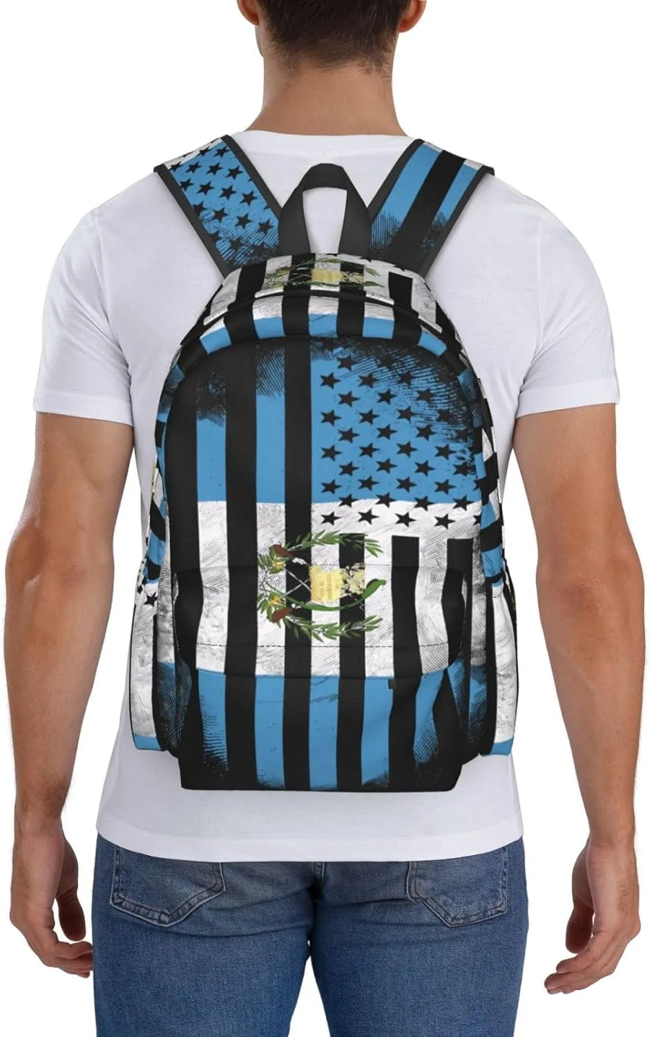 Guatemala Guatemalan American Flag Casual Backpack Large Capacity Travel Backpacks Laptop Daypack Commuter Rucksack Adjustable Strap Sports Bags for Hiking Biking