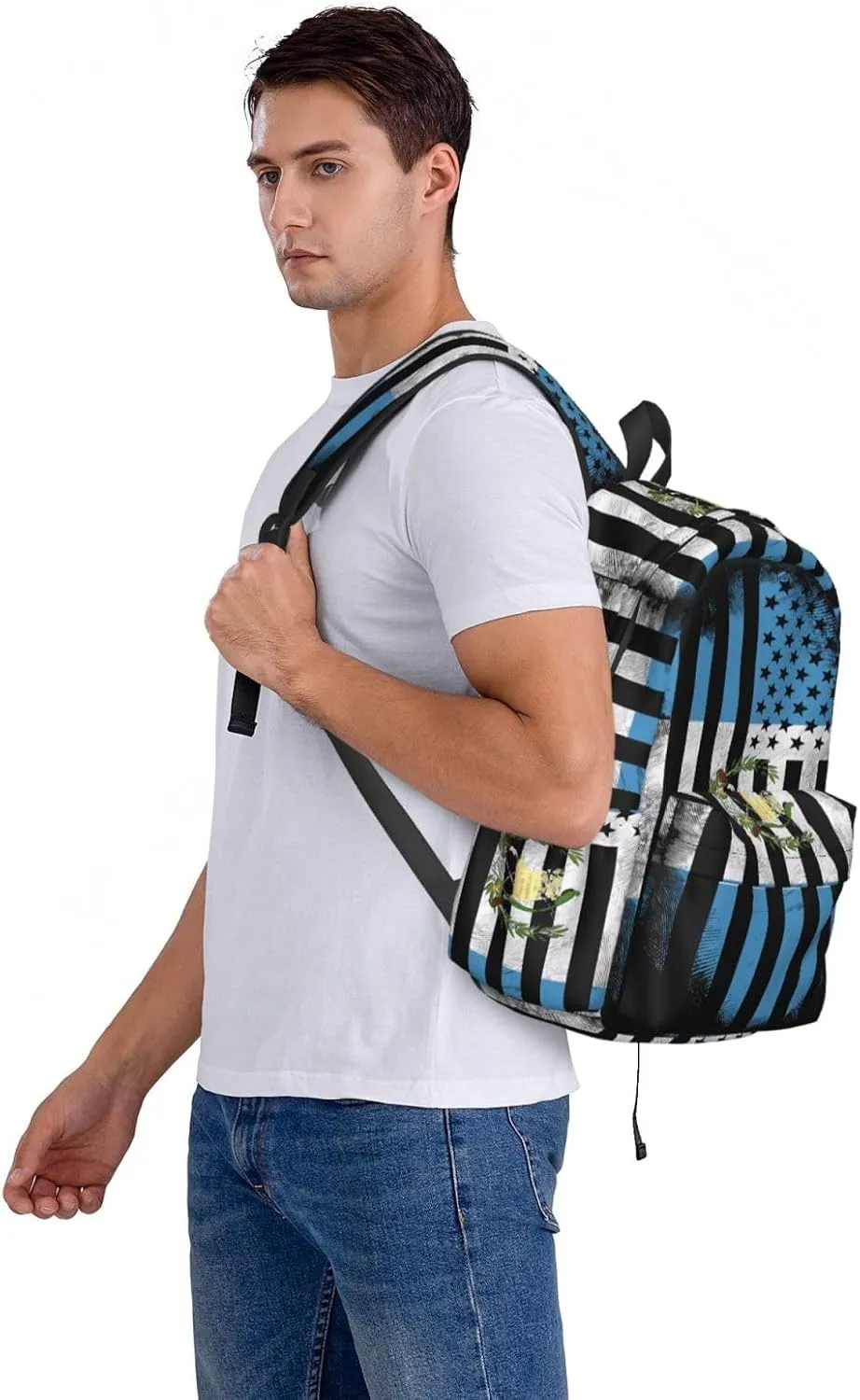 Guatemala Guatemalan American Flag Casual Backpack Large Capacity Travel Backpacks Laptop Daypack Commuter Rucksack Adjustable Strap Sports Bags for Hiking Biking