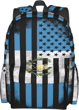 Guatemala Guatemalan American Flag Casual Backpack Large Capacity Travel Backpacks Laptop Daypack Commuter Rucksack Adjustable Strap Sports Bags for Hiking Biking