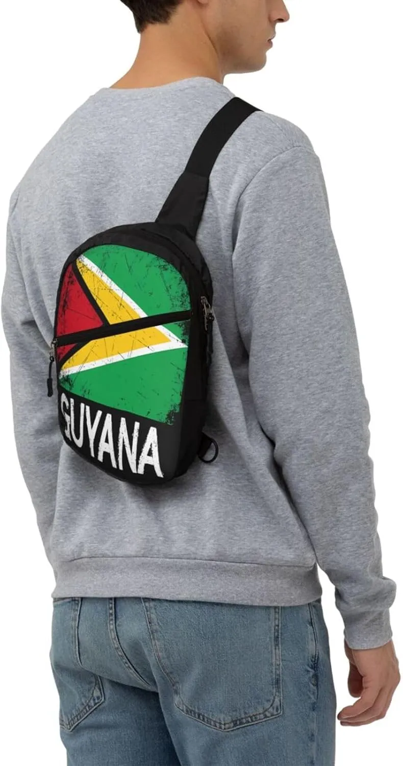 Guyana Guyanese Flag Packable Crossbody Bag Portable Sling Bags Foldable Travel Daypack Reusable Sports Shoulder Backpack Diagonally Chest Bag for Workout