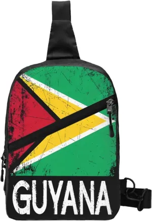 Guyana Guyanese Flag Packable Crossbody Bag Portable Sling Bags Foldable Travel Daypack Reusable Sports Shoulder Backpack Diagonally Chest Bag for Workout