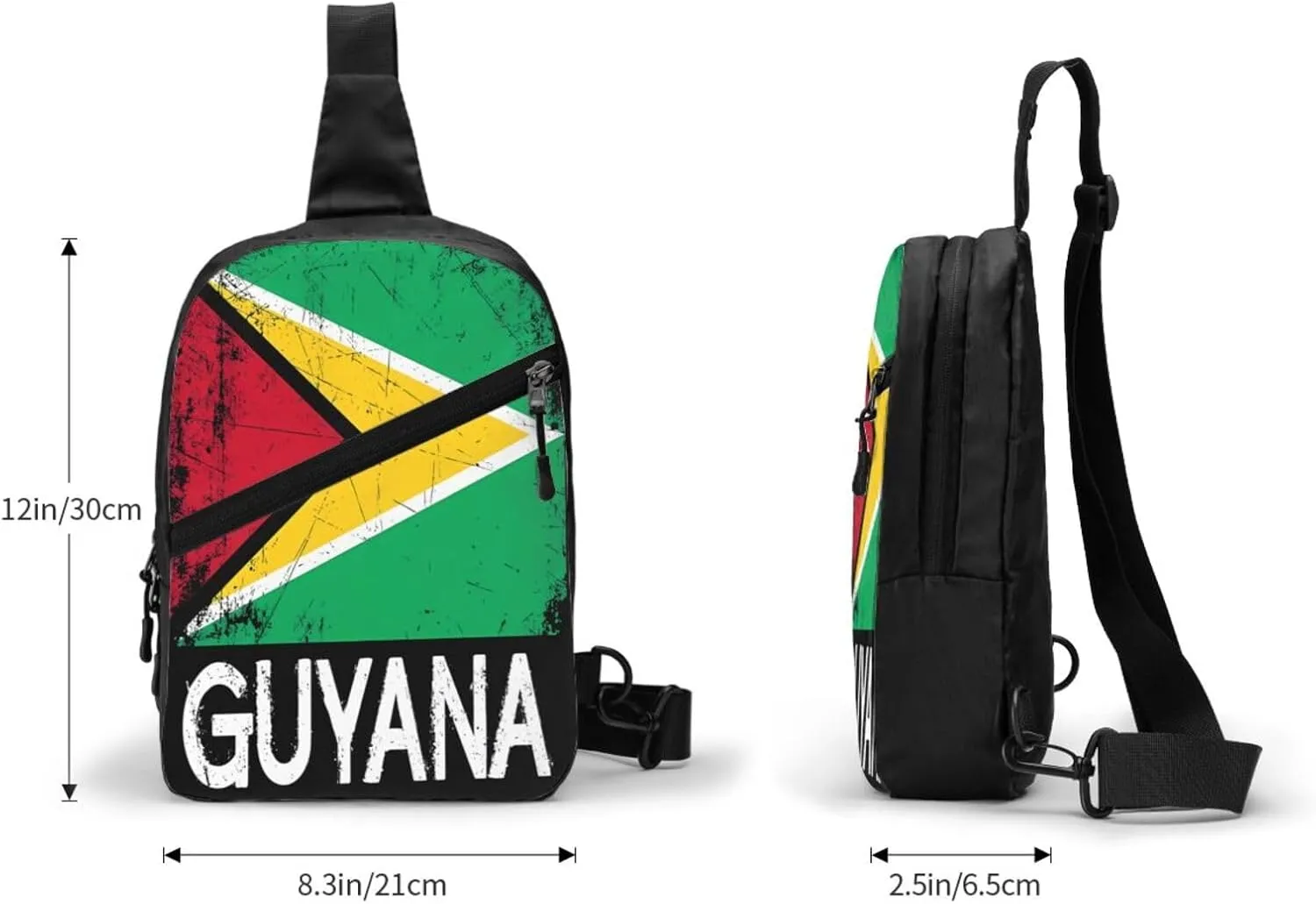 Guyana Guyanese Flag Packable Crossbody Bag Portable Sling Bags Foldable Travel Daypack Reusable Sports Shoulder Backpack Diagonally Chest Bag for Workout