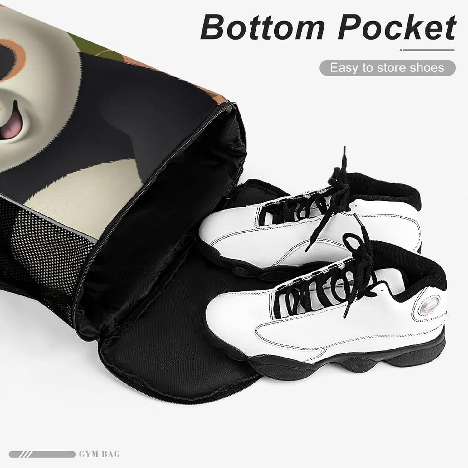 Gym Bag for Women Men Panda3Travel Duffel Bag Large Capacity Sports Drawstring Backpack