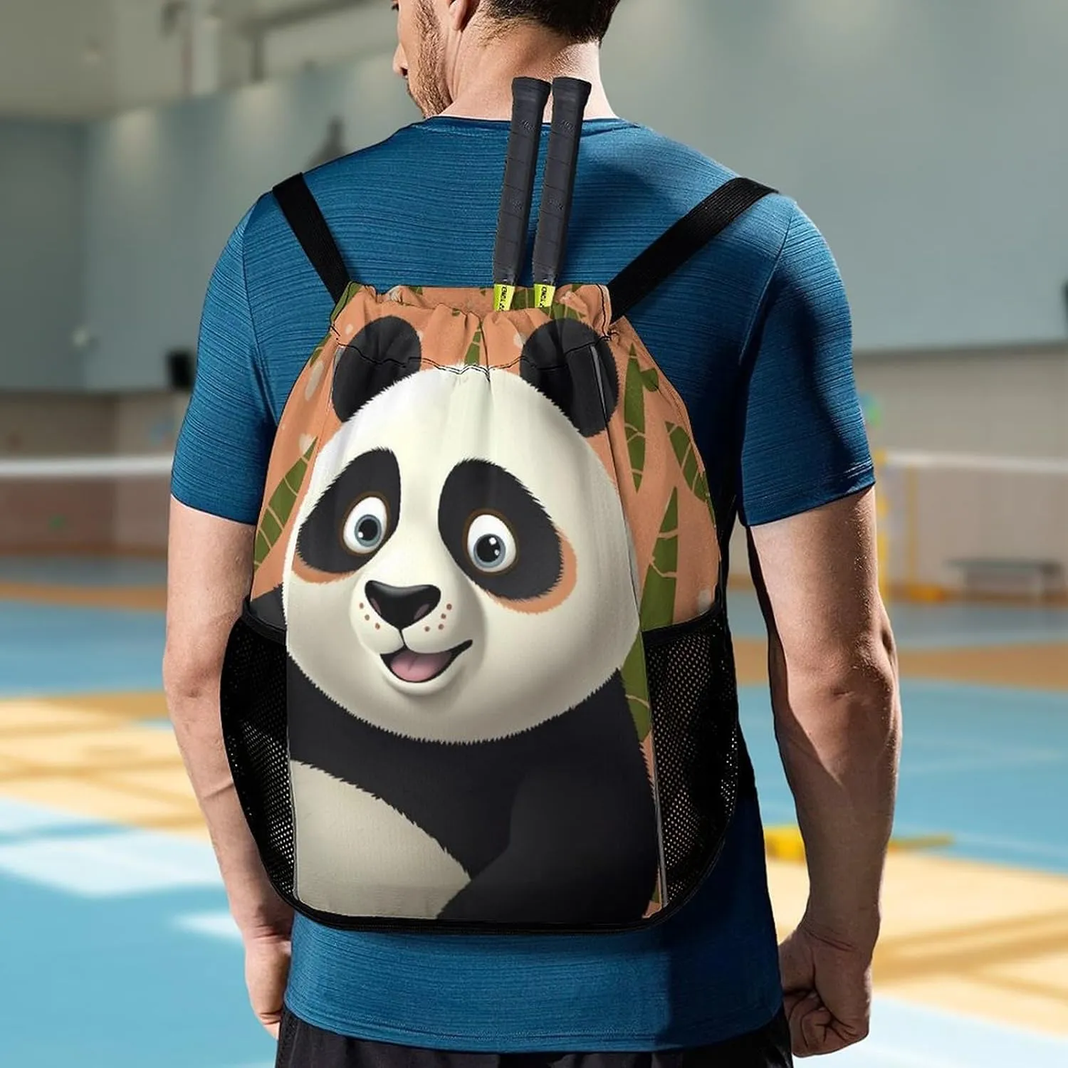 Gym Bag for Women Men Panda3Travel Duffel Bag Large Capacity Sports Drawstring Backpack