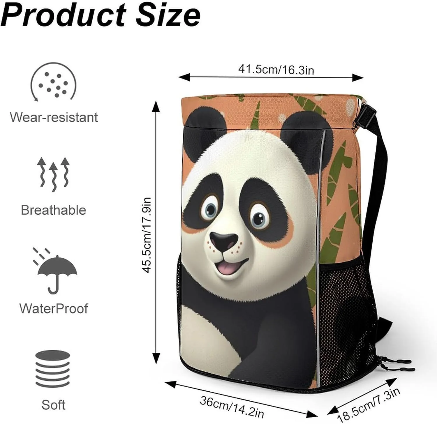 Gym Bag for Women Men Panda3Travel Duffel Bag Large Capacity Sports Drawstring Backpack
