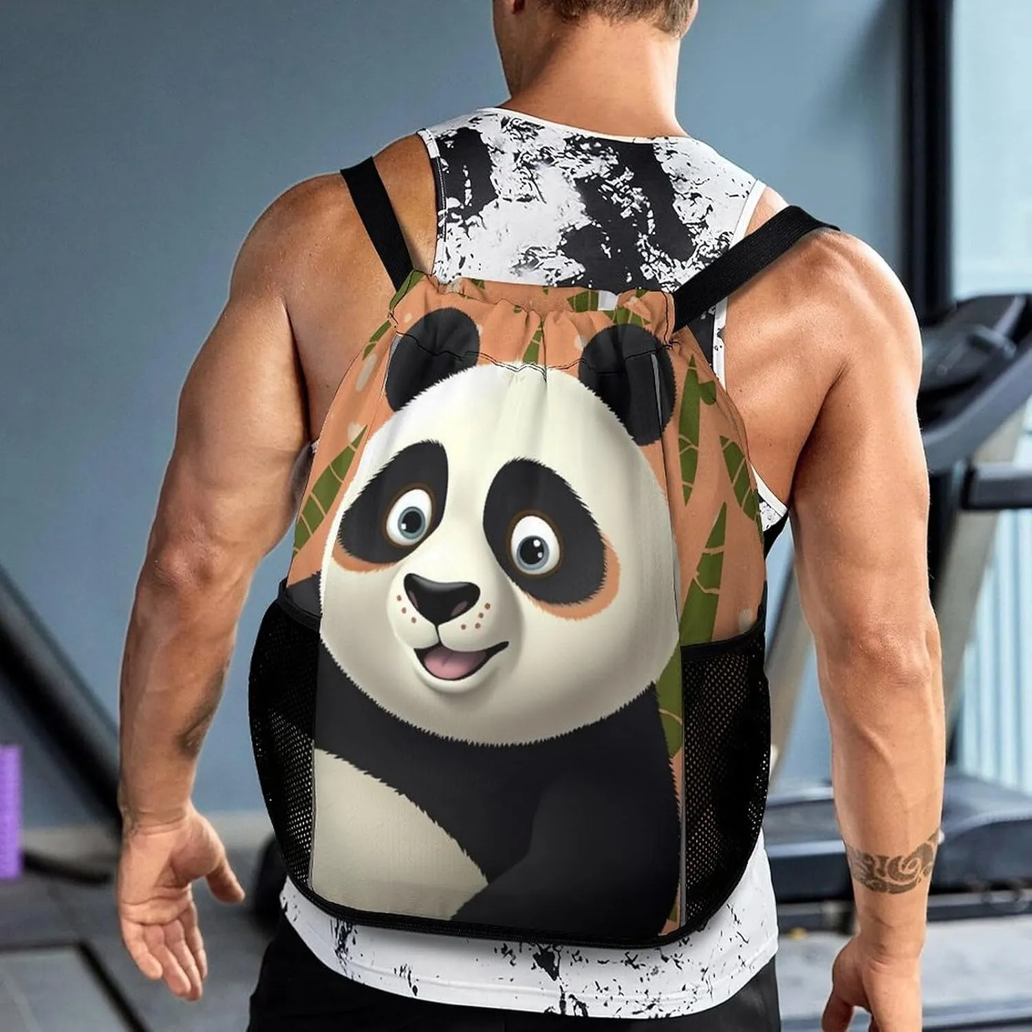 Gym Bag for Women Men Panda3Travel Duffel Bag Large Capacity Sports Drawstring Backpack