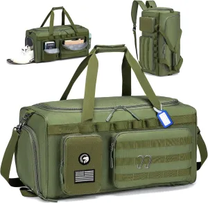 Gym Bags for Men 55L Tactical Duffle Bag Sports Travel Bag Gym Weekender Overnight Backpack with Shoe Compartment and Wet Pocket 3 In 1 Tactical Military Backpack