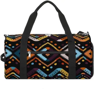Gym Duffel Bag with Shoe Compartment Wet Pocket, Abstract Zigzag Travel Bag for Men Women
