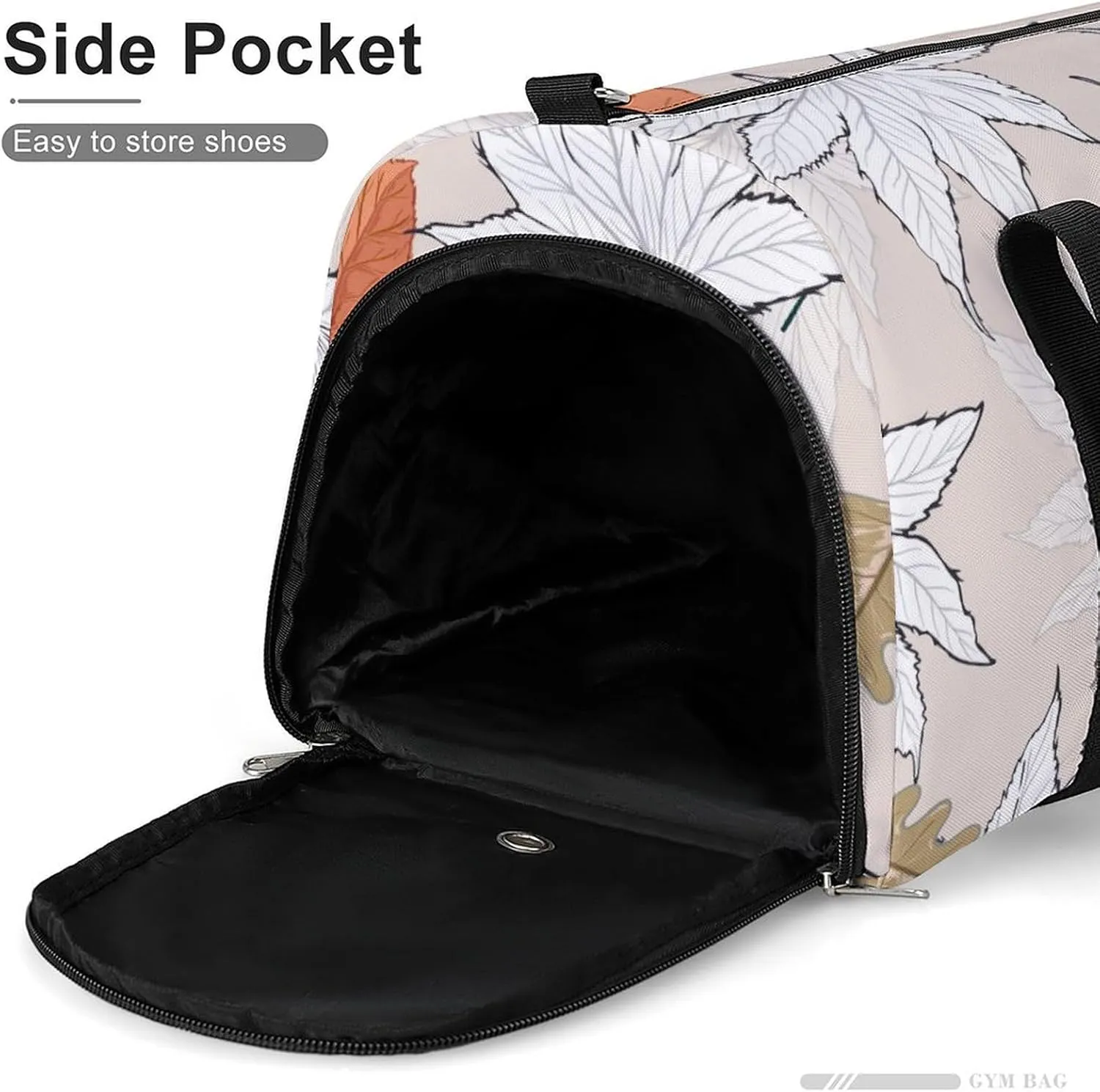 Gym Duffel Bag with Shoe Compartment Wet Pocket, Autumn-leaves-pattern Travel Bag for Men Women