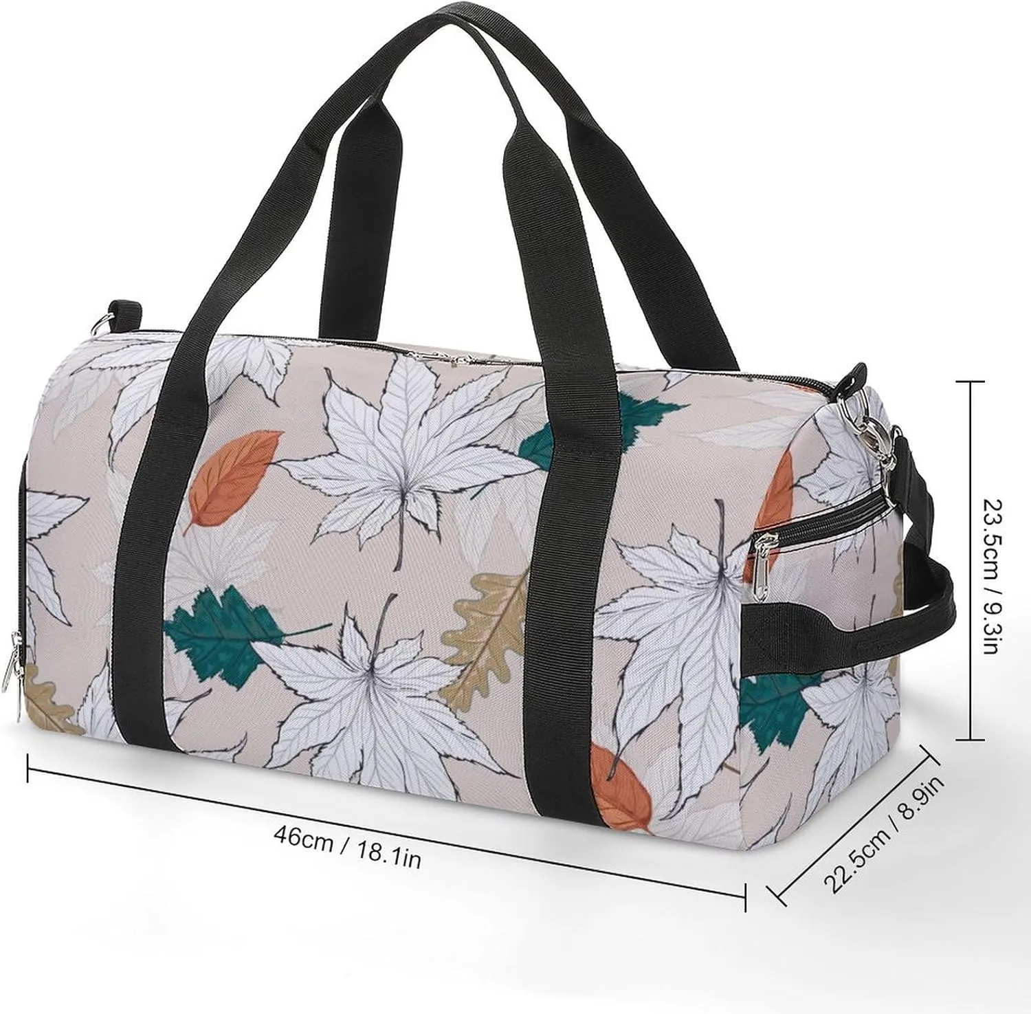 Gym Duffel Bag with Shoe Compartment Wet Pocket, Autumn-leaves-pattern Travel Bag for Men Women
