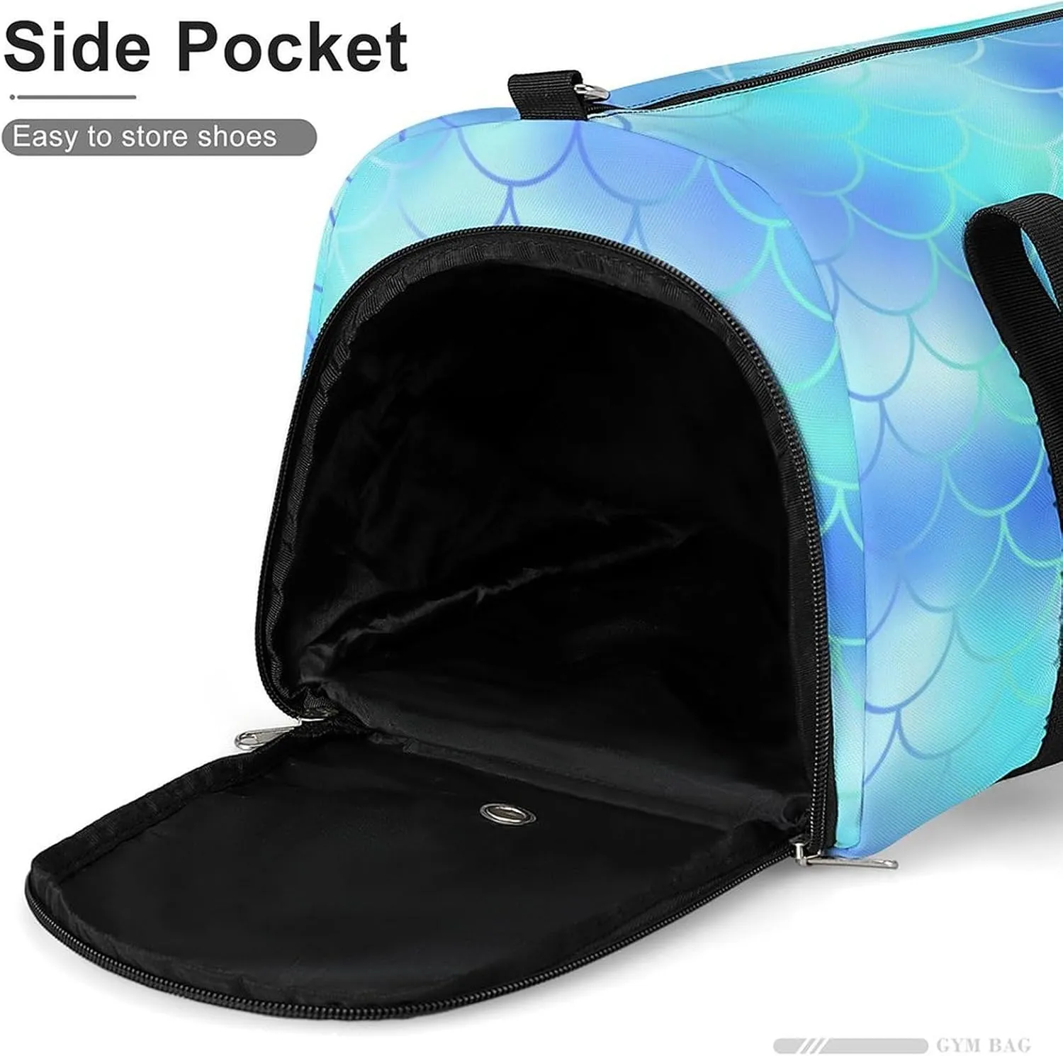 Gym Duffel Bag with Shoe Compartment Wet Pocket, Blue Fish Skin Pattern Travel Bag for Men Women, style-3