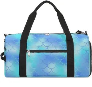 Gym Duffel Bag with Shoe Compartment Wet Pocket, Blue Fish Skin Pattern Travel Bag for Men Women, style-3
