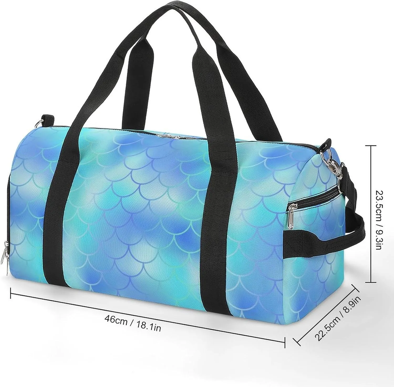 Gym Duffel Bag with Shoe Compartment Wet Pocket, Blue Fish Skin Pattern Travel Bag for Men Women, style-3
