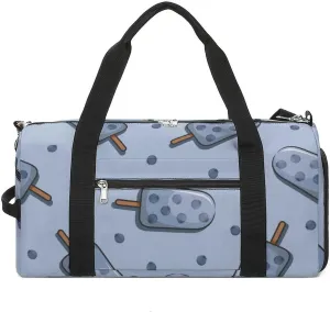 Gym Duffel Bag with Shoe Compartment Wet Pocket, Blueberries Popsicle Cartoon Travel Bag for Men Women