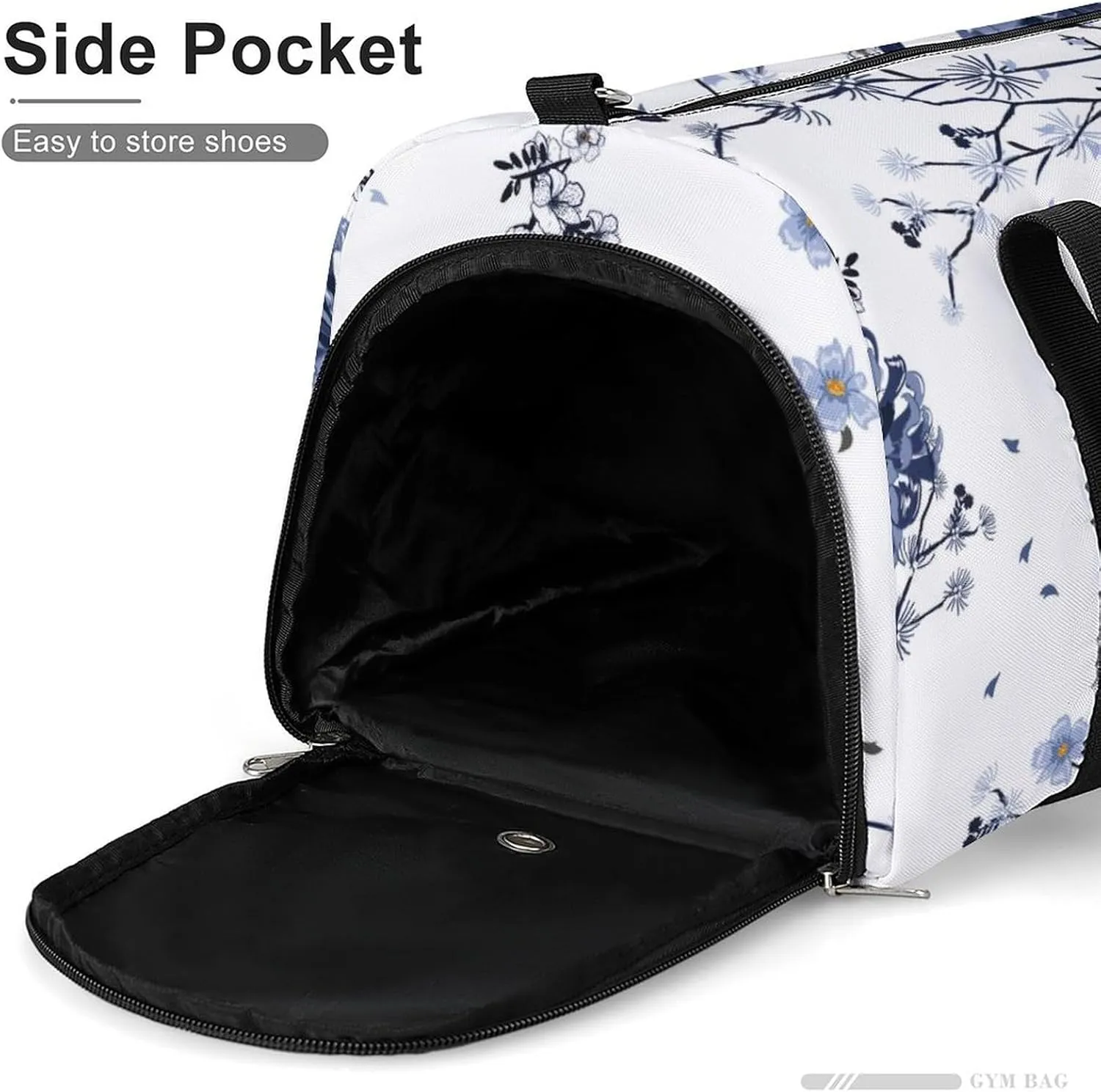 Gym Duffel Bag with Shoe Compartment Wet Pocket, Monotone Blue Travel Bag for Men Women