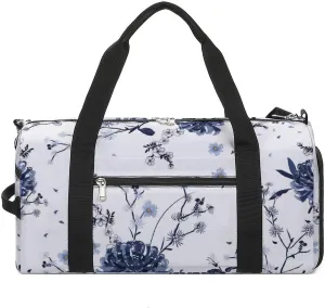 Gym Duffel Bag with Shoe Compartment Wet Pocket, Monotone Blue Travel Bag for Men Women