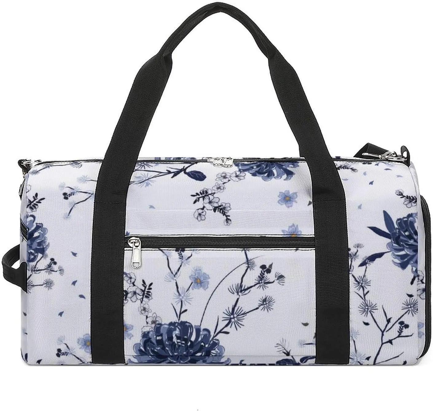 Gym Duffel Bag with Shoe Compartment Wet Pocket, Monotone Blue Travel Bag for Men Women